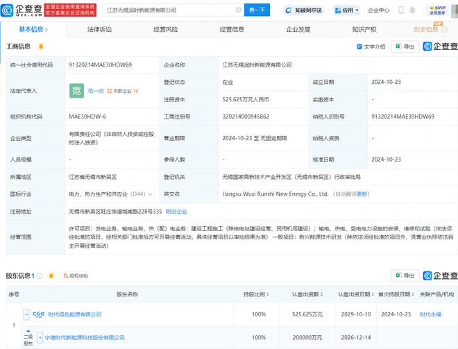 寧德時(shí)代無(wú)錫新能源公司成立，深化布局供（配）電業(yè)務(wù)
